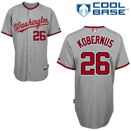Jeff Kobernus #26 MLB Jersey-Washington Nationals Men's Authentic Road Gray Cool Base Baseball Jersey